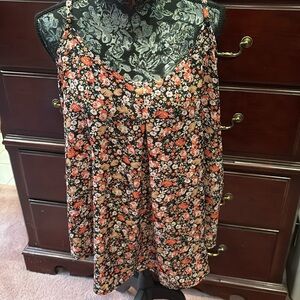 LAST CALL!! SHEIN Curve Black Floral Printed Tank Top, 1XL